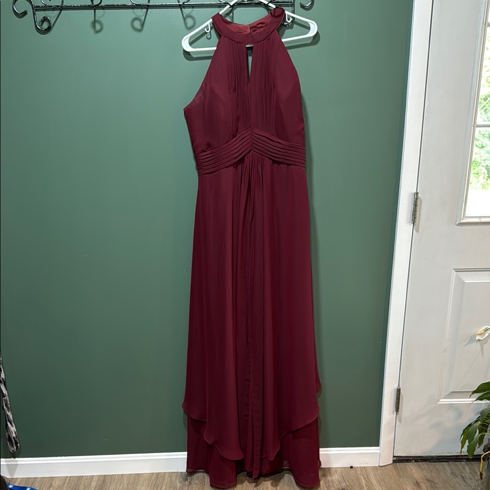 Chic Wine Halter High Low Dress